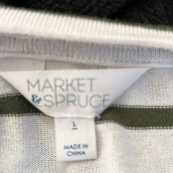 Market & Spruce lightweight army green striped sweater. - Picture 5 of 6